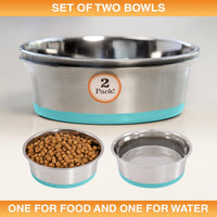 Neater Pet Brands Stainless Steel Dog Bowls with Non-Slip Rubber - 6 Cup (Set of 2) / Teal - image 4