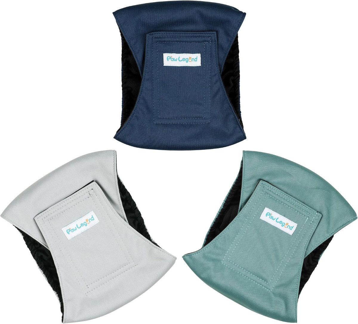 Paw Legend Washable Dog Belly Band Wrap Diapers for Male Dog - Teal, Grey, Navy / Small - image 2