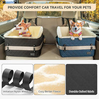 PETSFIT Dog Car Seats for Small Dogs, Soft Foam Dog Booster Seat with Patented Safety Buckles, Storage Pockets and Detachable Clip-On Safety Leash, Dog Car Seat for Medium Dogs 30 LBS (Black)