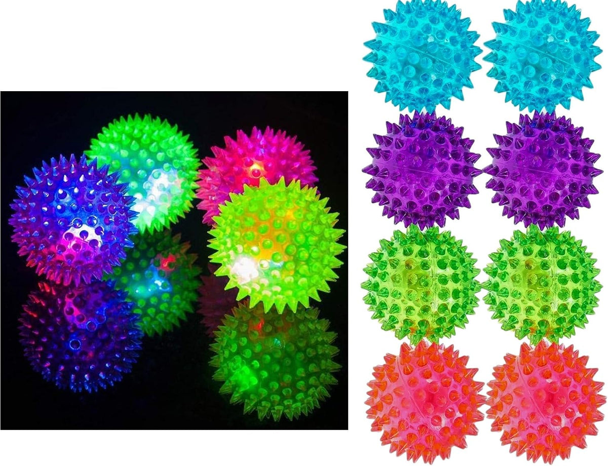 JA-RU Light Up Rubber Spike Balls Fidget Toy 695-4p – Fun for Kids & Family - Spike Balls / 8 Pack of Spike Balls