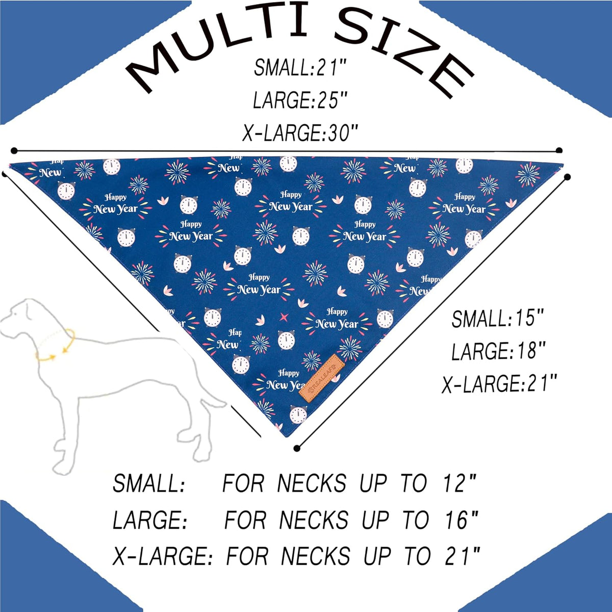 Halloween Dog Bandanas 2 Pack - Happy New Year / X-Large - image 2