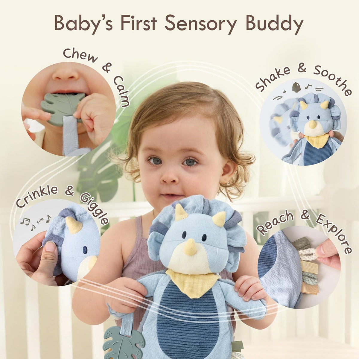 Moonkie Baby Lovey with Silicone Teether - Blue - image 4