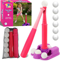 TOY Life T Ball Set for Kids 3-5-8 - Tee, Bat & 6 Balls