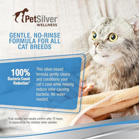 PetSilver Waterless Cat Shampoo - No Rinse Bath & Dry Shampoo for Cats - Long-Haired & Sensitive Skin - Cleans, Conditions & Moisturizes - Hypoallergenic & Fragrance-Free - Patented Formula - 5 fl oz