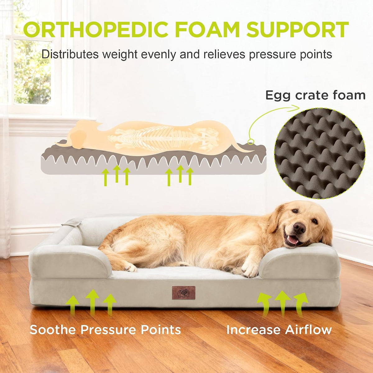 Waterproof Orthopedic Dog Bed for Extra Large Sized Dogs – Essentials for Dogs - 45 x 35 x 9 in / Beige - image 2