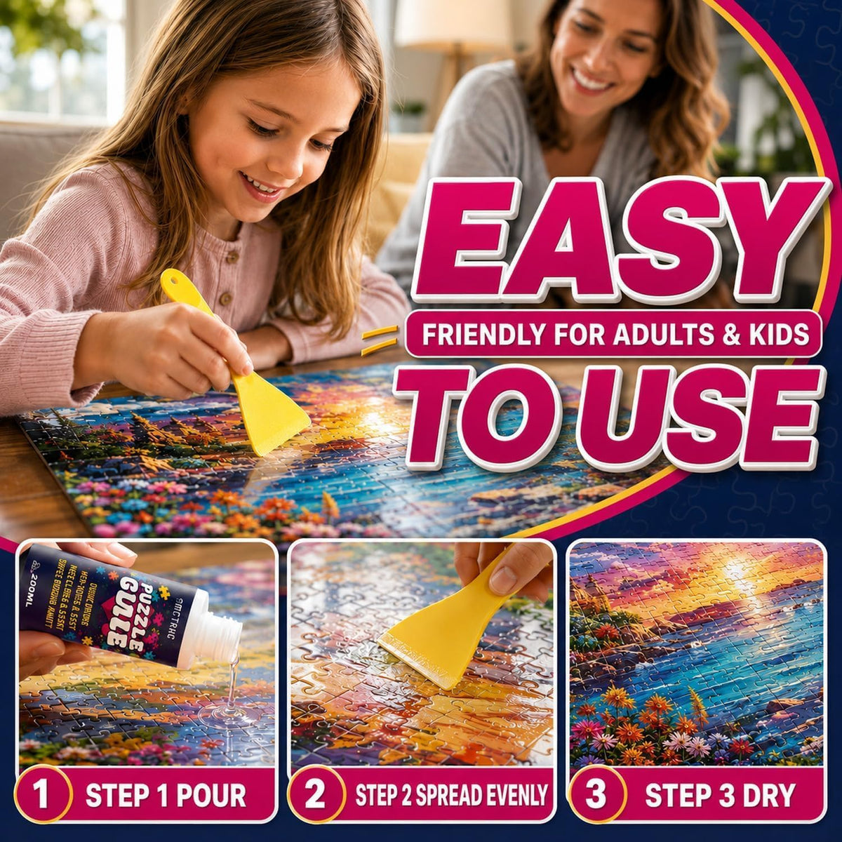 Clear Jigsaw Puzzle Glue with Applicators, Quick-Dry - 200ML - image 3