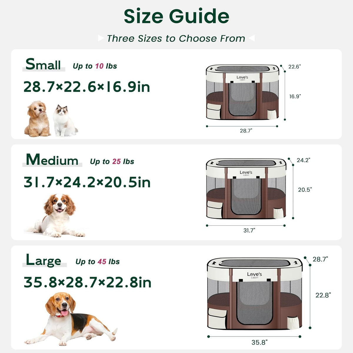 Love's cabin Pet Puppy Dog Playpen - Brown / Large - image 2