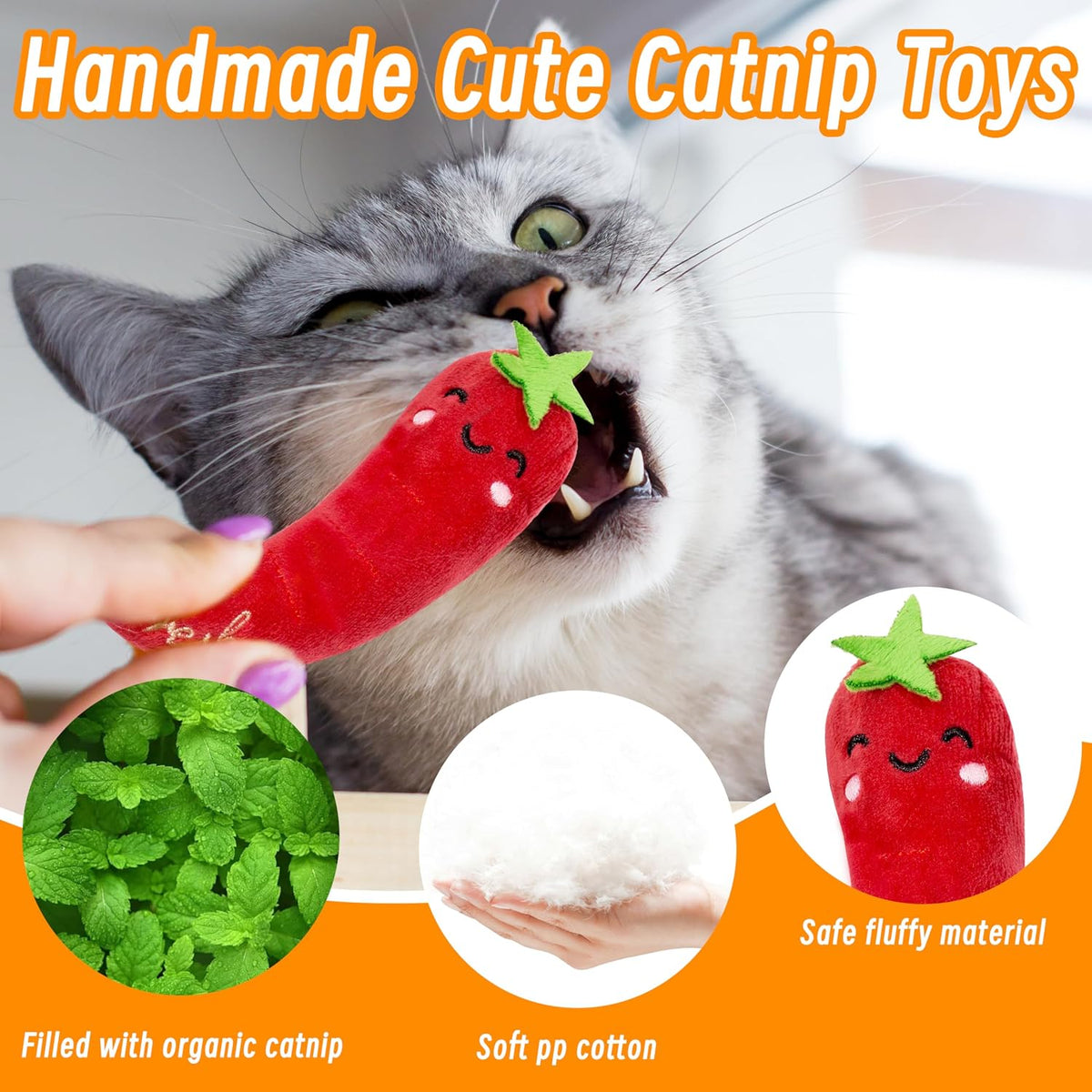 Seyezo Catnip Toys for Indoor Cats, Cat Toys for Cats, Vegetable - 5 pack-Vegetable - image 2