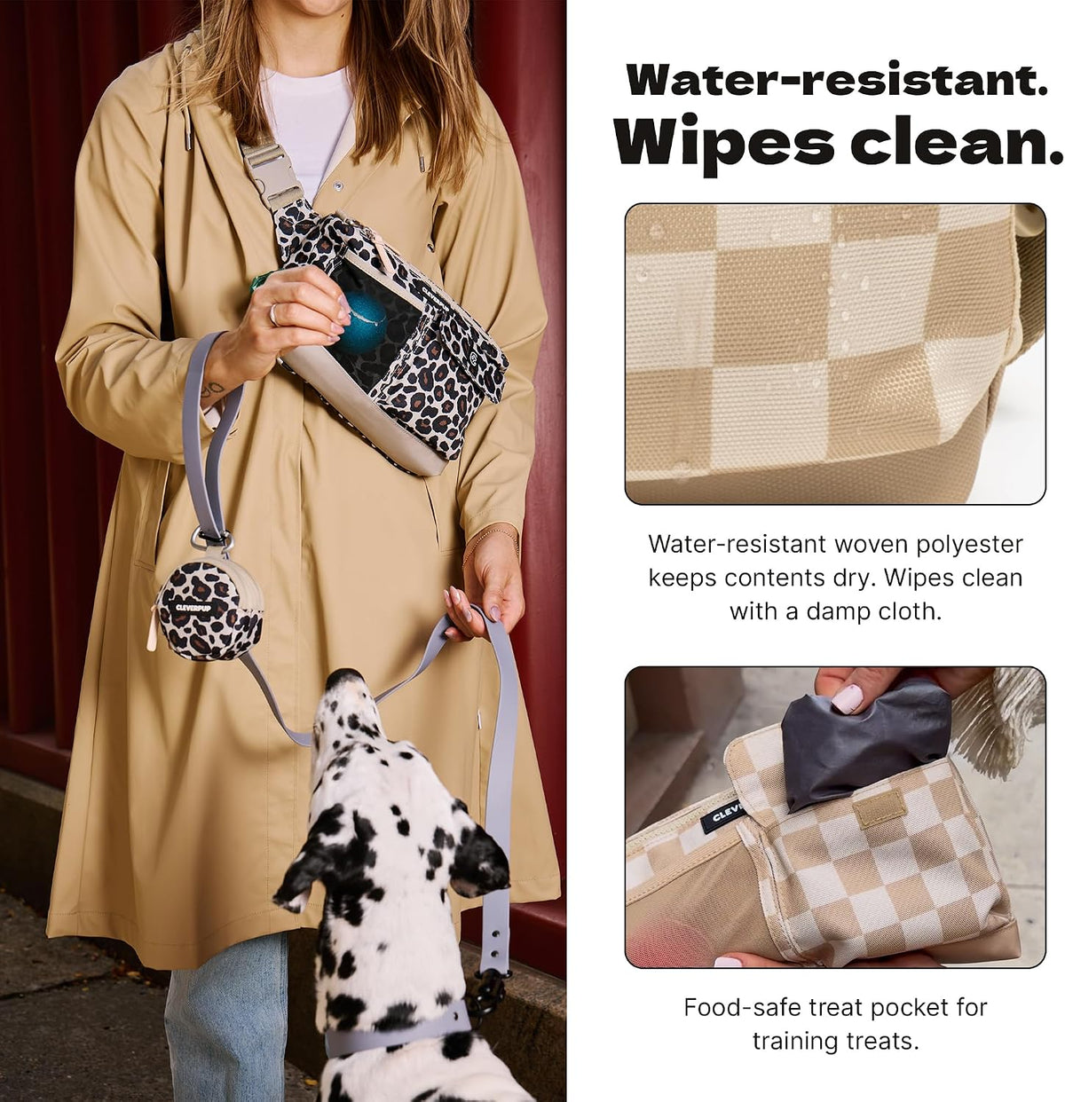 Cleverpup Walk & Train 2-in-1 Dog Walking Bag, Hands-Free - Leopard - image 2