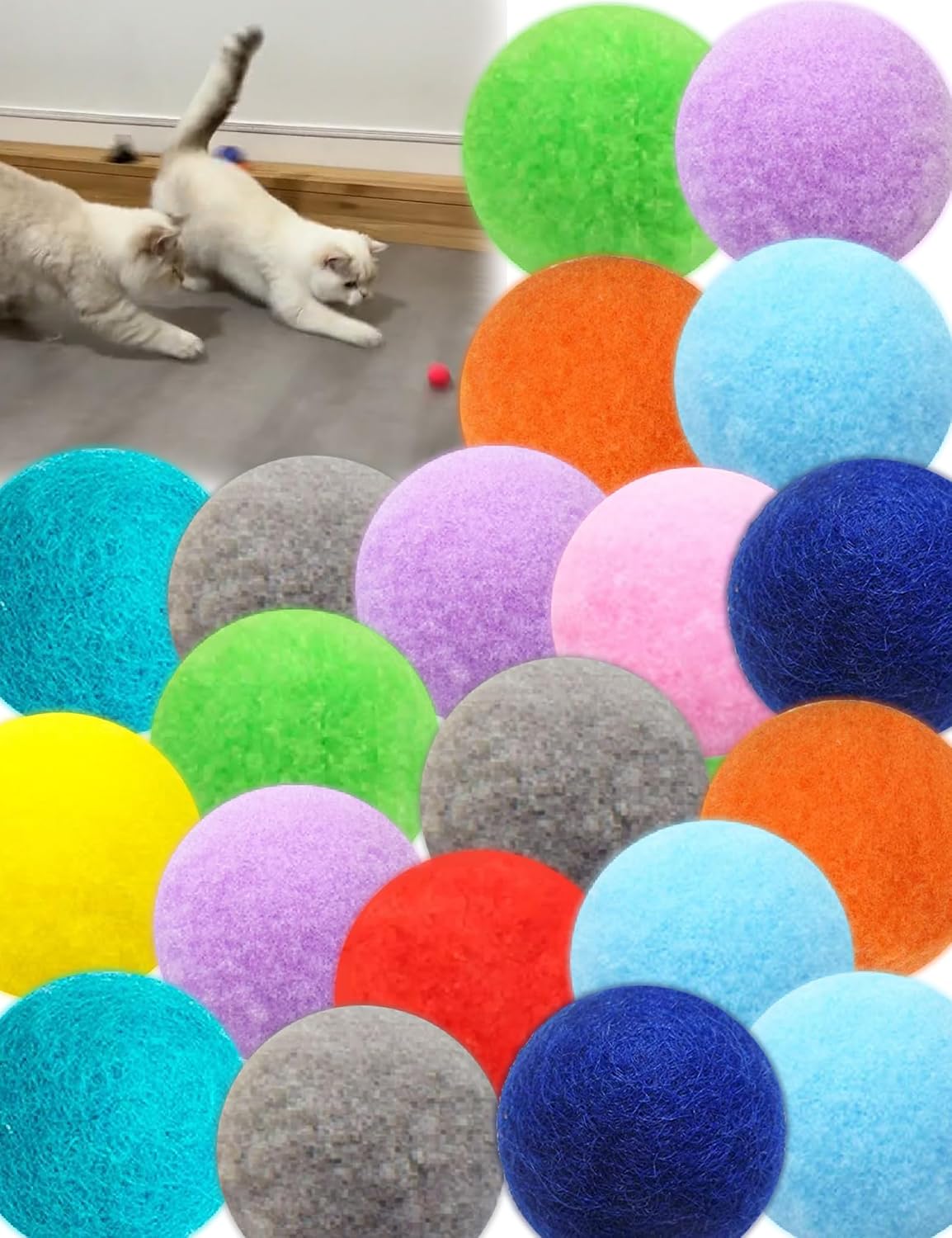 40 Pack Soft Fuzzy Play Balls Indoor Activity Toys for cats - Playtime