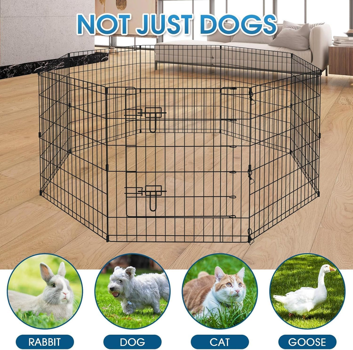 Puppy Pet Playpen 8 Panel 24 Inch Indoor Outdoor Metal Portable - 30"H x 24"W, 8 Panels with Octagonal Bottom Pad - image 4