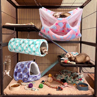 Abbylike 9 Pieces Rat Hammock 3 Tier Guinea Pig Ferret Hammocks Small - Green, Purple, Pink / Hearts - image 3