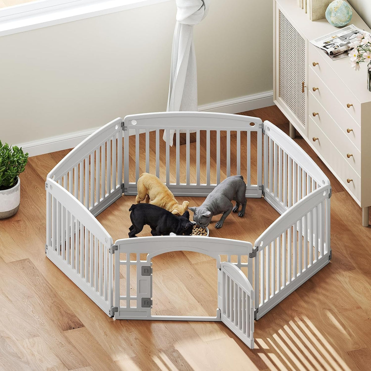 DUMOS Plastic Dog Playpen - Modern White / 6 Panel / 24 Inch - image 2