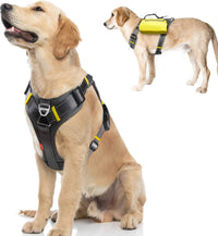 Fida Dog Harness, No-Pull Pet Vest with Saddle Bags Backpack - Large (Neck:18"-26";Chest:27"-34") / Black