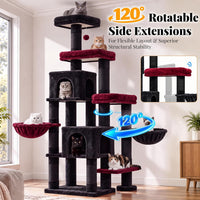 Hey-brother Cat Tree Tower with Stable Extended Base - Black and Red - image 3