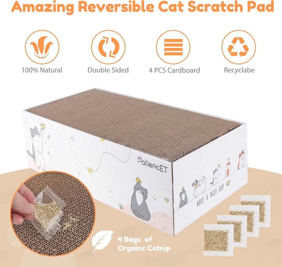 PatiencET Cat Scratch Pad with Box - Flat with Box - 8 Pack
