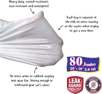 15 Count Fresh Kitty Litter Box Liners Super Thick, Durable - White / 80 Count (Pack of 1) - image 3