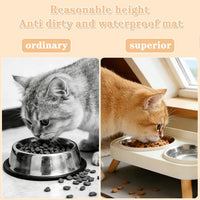 Elevated Cat Bowls with Food Mat - White - image 2
