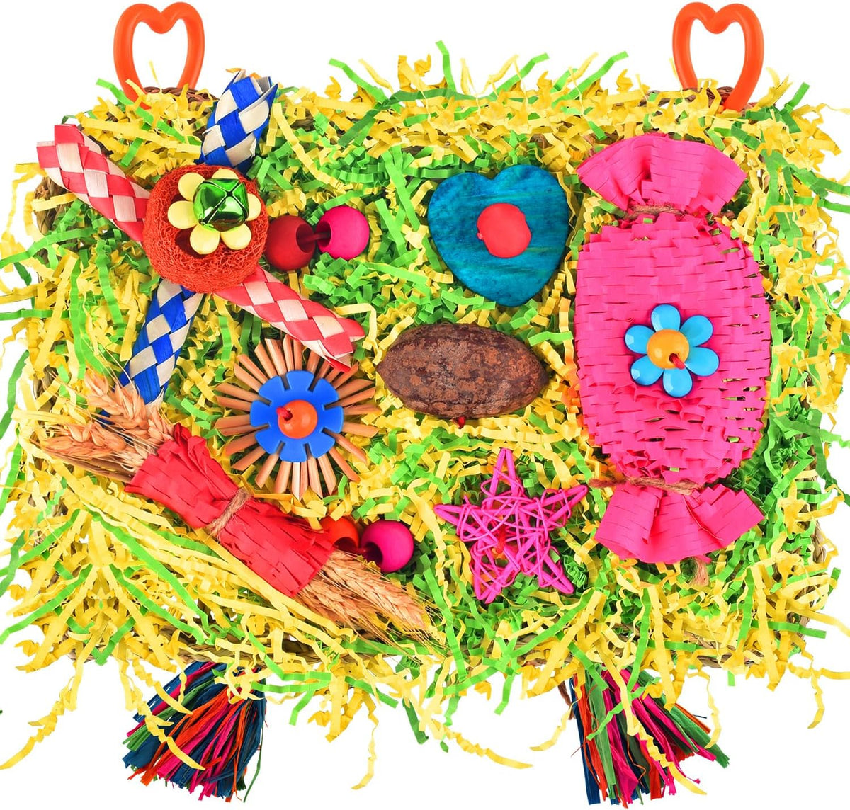 KATUMO Bird Toys, Large Bird Foraging Wall Toy - Yellow