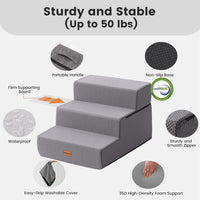 Gardner Pet Dog Stairs for Small Dogs 14" H - Grey / 3.0 / 18"x22"x14"Extra Wide - image 3