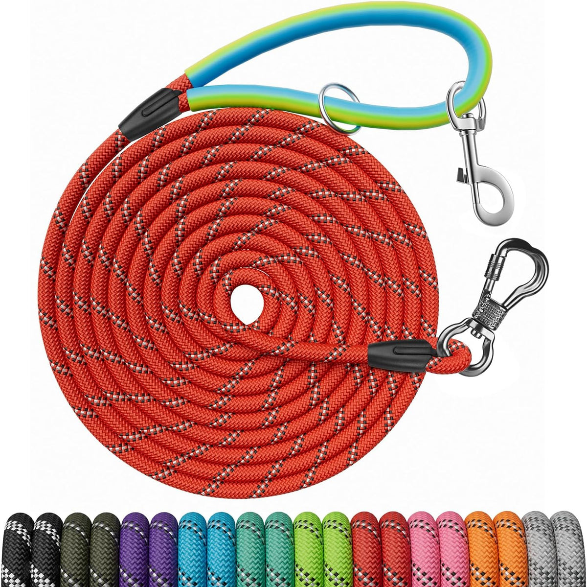 30 FT Dog Leash, Obedience Recall Training Agility Lead - 15ft*3/8" / Red