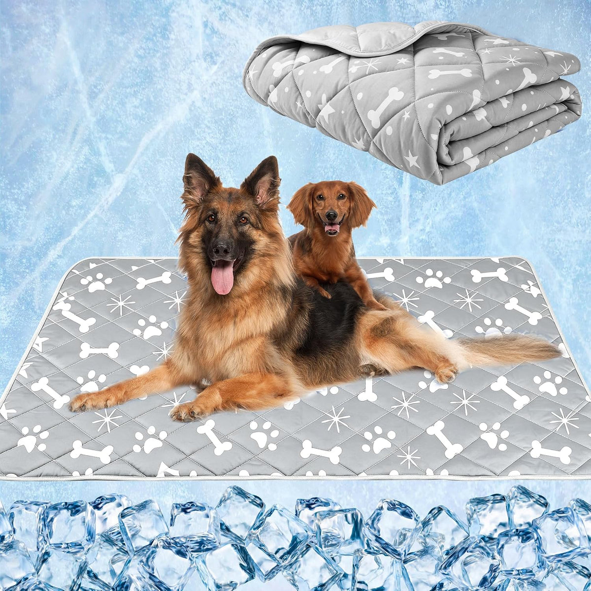 wegreeco Pet Dog Cooling Mat, Outdoor Dog Cooling Pad - Small / Small Bones
