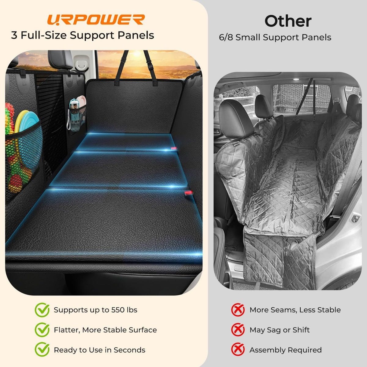 URPOWER Back Seat Extender for Dogs - Matte Black / L - Extended/Double Cab Trucks - image 4