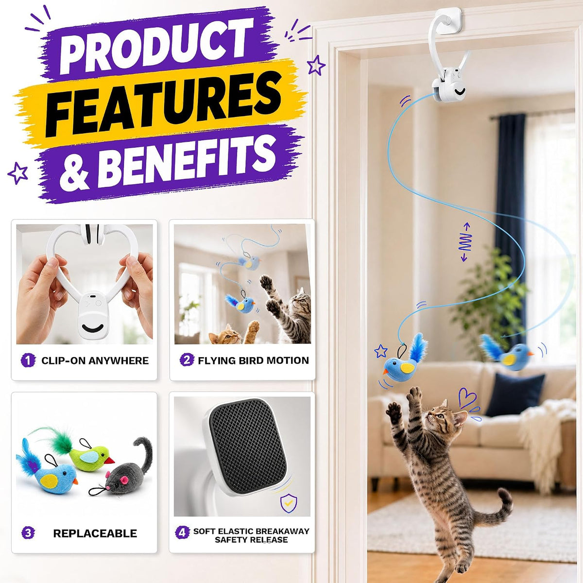Interactive Cat Toys for Indoor Cats - White - image 4