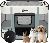 Siedihit 31" Dog Playpen, Cat Puppy Pen - Small / Grey