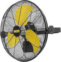 HiCFM 2600 CFM 14 inch Outdoor Wall Mount Fan, 3-Speed High Velocity Weatherproof Wall-Mounted Fans with IP44 Motor and Manual GFCI Plug for Patios, Greenhouse, and Gazebo - UL Listed