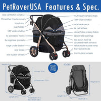 Titan-HD Premium Super-Sized Dog/Cat/Pet Stroller SUV Travel Carriage/w Access Ramp/100Lbs Capacity/Pumpless Rubber Wheels/Aluminum Frame for Small, Med, Large, XL Pets (Black)