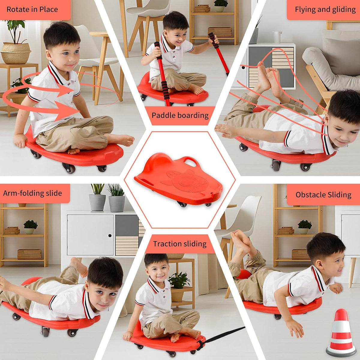 LLYJJKUWL large plastic scooter board for kids with side handles and swivel wheels - view 16