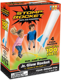 Stomp Rocket Jr Multi-Color Rocket Launcher for Kids, 8 Rockets – Fun for Kids & Family - Jr Glow 4 Rocket Pack
