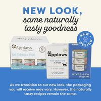 Applaws Natural Wet Canned Cat Food, Made with Limited and Natural Ingredients, Real Protein with No Artificial Additives, Fish Selection Variety Pack in Broth (12 x 2.47oz Cans)