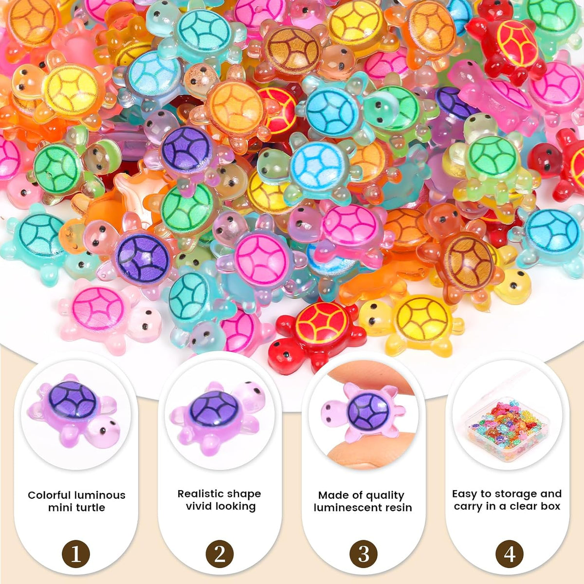 200pcs Mini Resin Ladybug Decor Tiny Ladybug for Crafts Dollhouse - 200pcs Mini Resin Turtles(0.4 * 0.5inch) - image 3