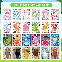24 Sheets Make a Face Stickers for Kids Toddlers Party Favors Crafts – Fun for Kids & Family - Mixed Animals - image 2