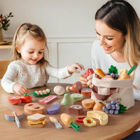 ROBOTIME wooden play food cutting fruit set with storage shopping bag - view 7