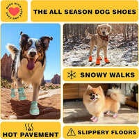 Hcpet Dog Shoes for Large Dogs, Waterproof Dog Booties for Small Medium Dogs, Anti-Slip Dog Boots & Paw Protectors for Hot Pavement Winter Snow Hiking with Reflective Straps Khaki Size 1