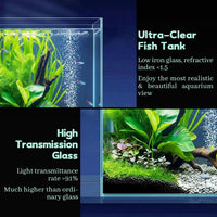 2 Gallon Glass Fish Bowl with Decor - 2 gal square - image 3