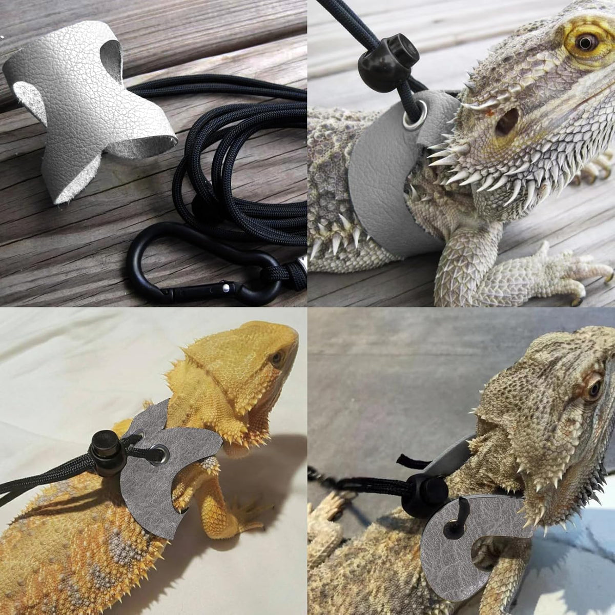 Bearded Dragon Travel Backpack with Harness and Leash Set - Black / Backpack+LSH Grey - image 4