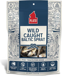 PLATO Pet Treats Fish Dog Treats - Air-Dried, Single Ingredient Dog Treat - with Omega 3 & 6 Fatty Acids to Support Skin and Coat - 100% Whole Fish - Wild Caught Baltic Sprat Dog Treats - 7.5 oz