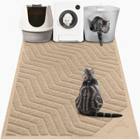 Cat Litter Box Mat, Kitty Premium PVC Pad, Durable Trapping Rug - 47x36 Inch (Pack of 1) / #01 Beige
