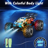 Remote Control Car All-Terrain 1:18 Rc Car with LED Lights 2 Batteries – Fun for Kids & Family - Black and Blue - image 3