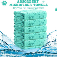 Peryiter 8 Pcs Dog Drying Towels Bulk 55'' x 28'' Pet Grooming - Cyan - image 3