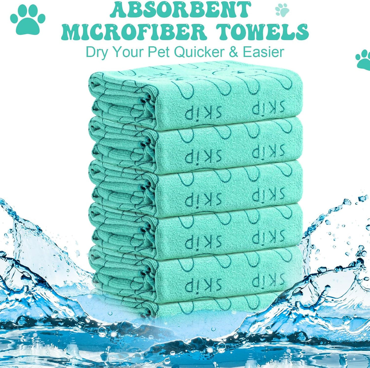 Peryiter 8 Pcs Dog Drying Towels Bulk 55'' x 28'' Pet Grooming - Cyan - image 3