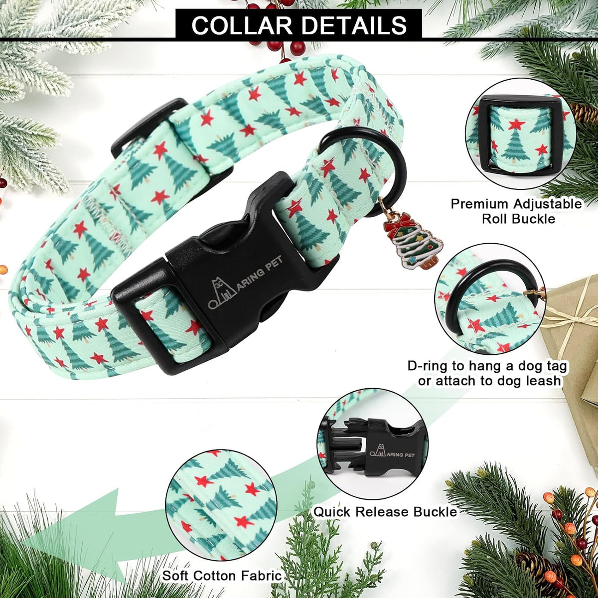 ARING PET Fall Dog Collars - X-Small / Christmas Green Tree - image 2