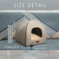 Cat Bed for Indoor Cats - Cat Cave Beds Cat House Cat Tent with Removable Washable Cushioned - Beige / M(15 x 15 x 15 Inch)