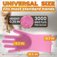 2-in-1 Cat and Dog Washing Gloves with 3000 Soft Bristles – Essentials for Dogs - Pink - image 2