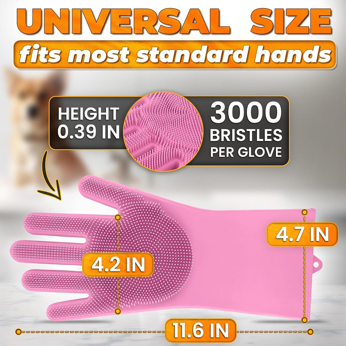 2-in-1 Cat and Dog Washing Gloves with 3000 Soft Bristles – Essentials for Dogs - Pink - image 2