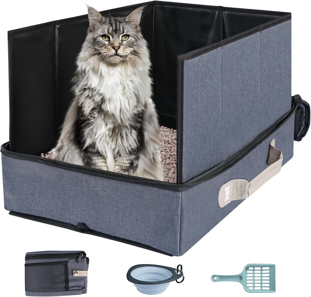 17.7"x13.5"x13.7" Travel Litter Box for Cats